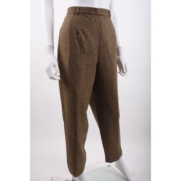 Vintage Talbots Womans Pant Suit Blazer 10-12 P Brown Herringbone Wool Blend NWT - Picture 3 of 14